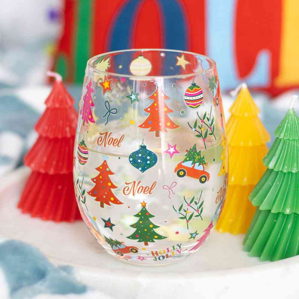 Something Different - Nostalgic Christmas Print Stemless Wine glass - Multicolours